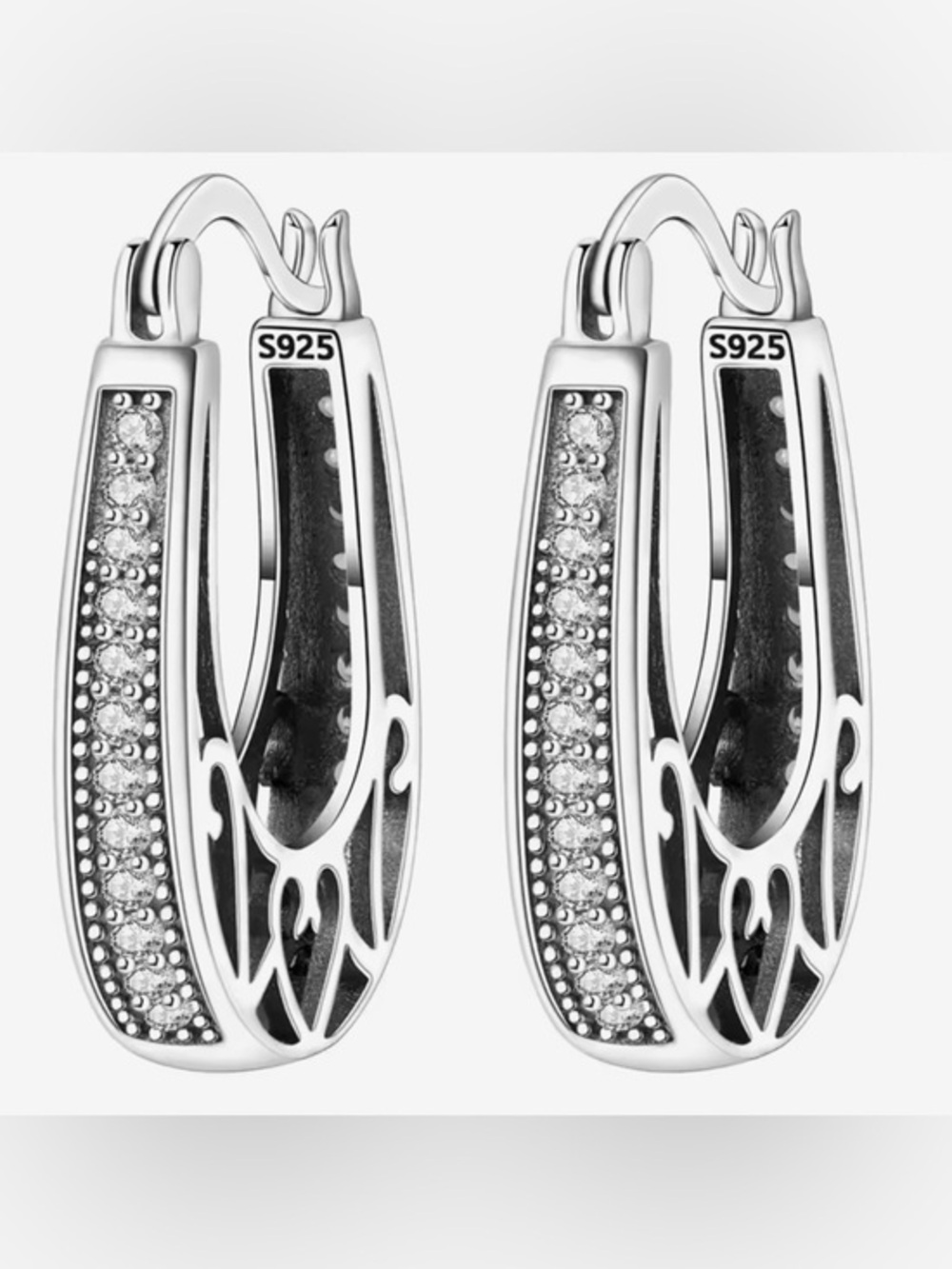 New .925 Stamped Crystal Hoops